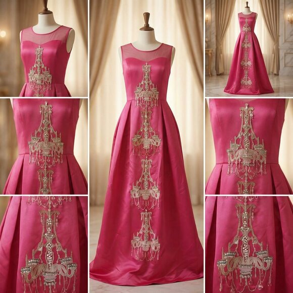 👑🏰Work of art Designer Couture Evening Wedding Cocktail Runway Prom Gown Dress - Picture 4 of 5